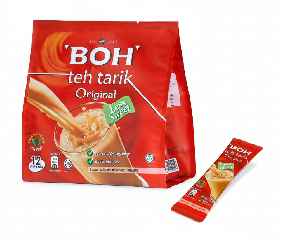BOH Teh Tarik (Milk Tea) Less Sugar - Original 12 sachets x 27g Malaysia