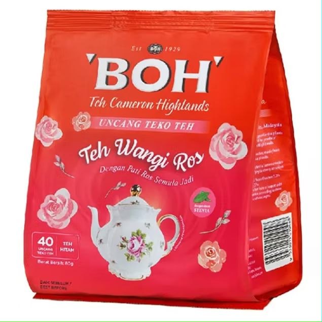 BOH Potbag Rose Tea 40 bags x 2g Malaysia
