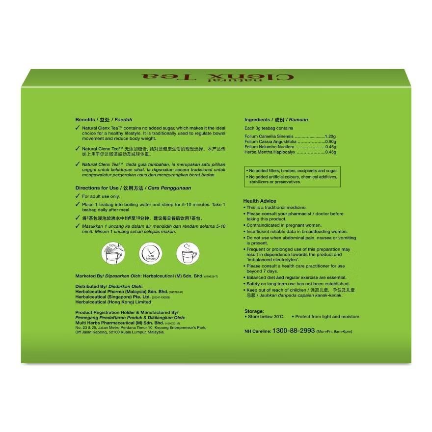 NH Detoxlim Natural Clenx Tea 3g x50 sachets Malaysia