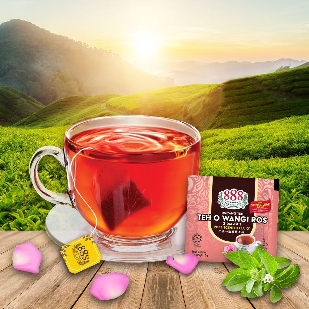 888 2 in 1 Rose Scented Tea "O" with Stevia Leaf Extract 2g x 25 sachets Malaysia