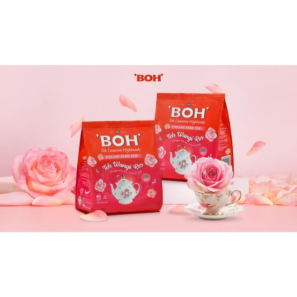 BOH Potbag Rose Tea 40 bags x 2g Malaysia