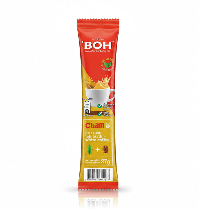 BOH Cham Teh Tarik (Milk Tea) + White Coffee 12 sachets x 27g Malaysia