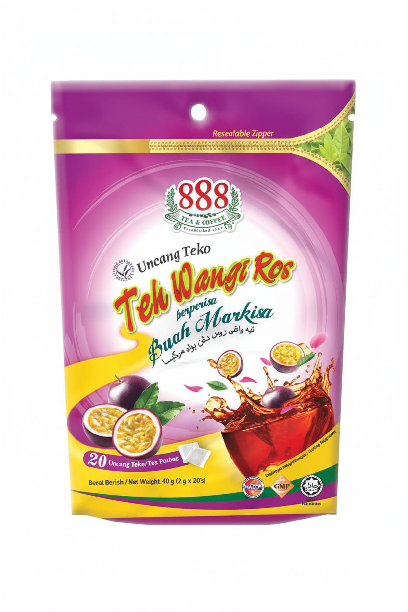 888 Rose Scented Tea with  Passion Fruit Pot Bag 2g x 20 bags Malaysia