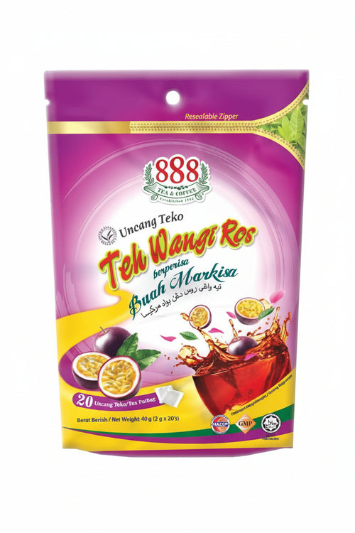 888 Rose Scented Tea with  Passion Fruit Pot Bag 2g x 20 bags Malaysia