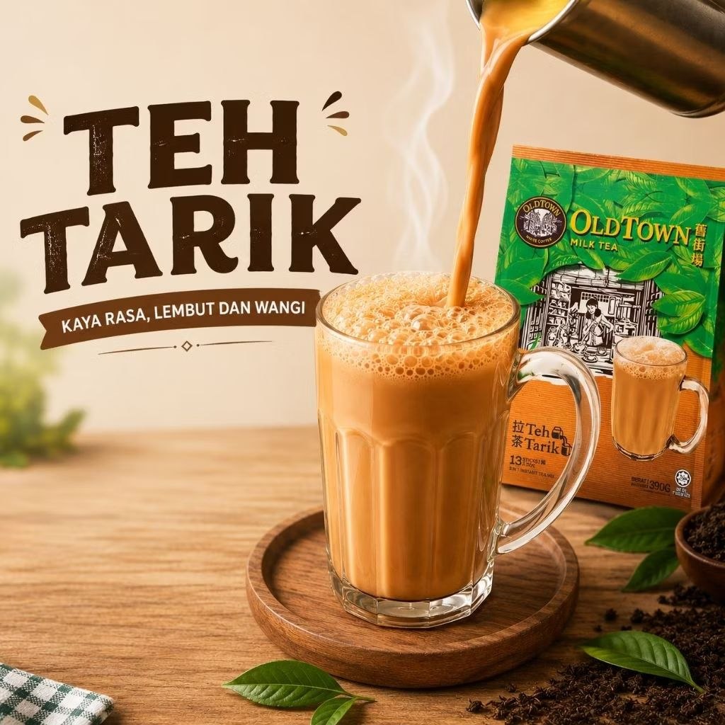 OLDTOWN Instant 3 in 1 Premix Teh Tarik Milk Tea 13 sachets x 27.1g Malaysia