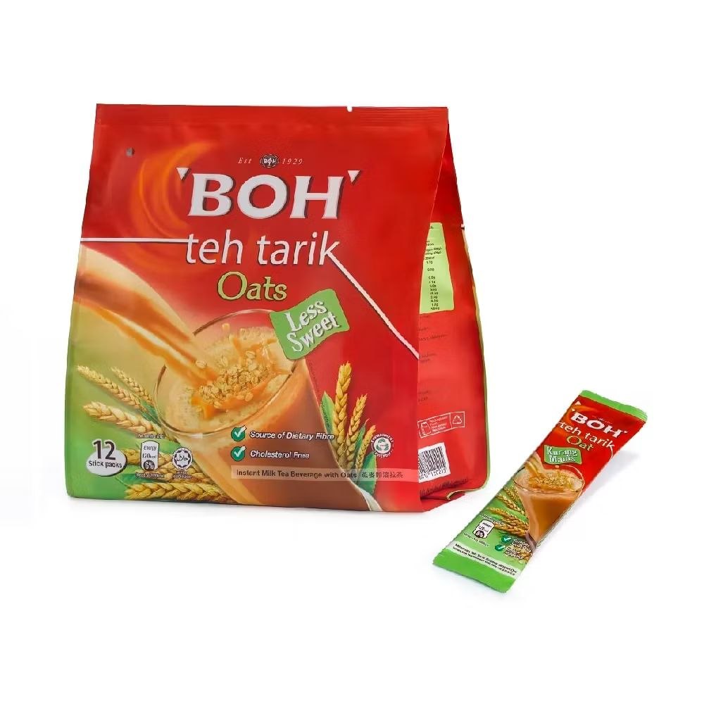 BOH Teh Tarik (Milk Tea) with OATS Less Sugar 12 sachets x 26g Malaysia