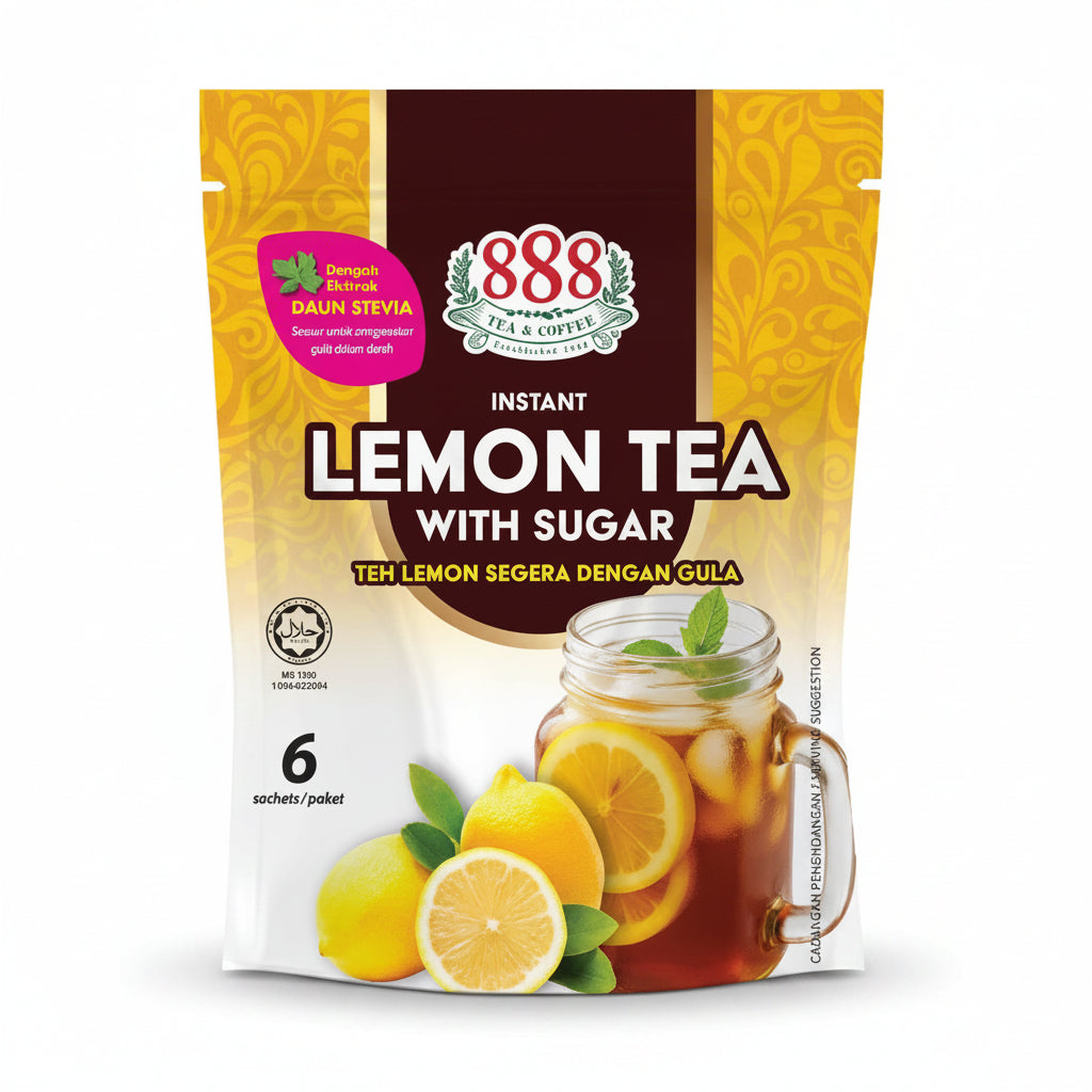 888 Instant Lemon Tea with Stevia Extract 20g x 6 sachets Malaysia